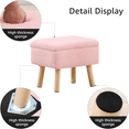 thumbnail image 4 of Tcbosik Teddy Fabric Storage Ottoman with Tray Lid, 15.7" Rectangle Footstool with Wood Legs for Small Space, Living Room, Bedroom, Entryway, Pink, 4 of 6