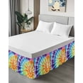 thumbnail image 4 of Boho Rainbow Bed Skirt California King Size 16" Drop Abstract Gradient Orange Purple Turquoise Ruffled Wrap Around Bed Skirts Adjustable Elastic Bedskirt Dust Ruffle for California King Size Bed, 4 of 7