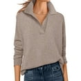 thumbnail image 3 of Women'S V Neck Long Sleeve Sweaters Dressy Casual Business Basic Knit Pullover Top Khaki 5XL, 3 of 9