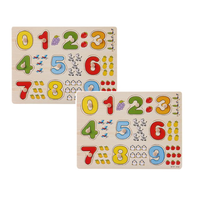2PCS Wooden Number Lette Puzzle Jigsaw Early Learning Baby Kids Educational Toys C