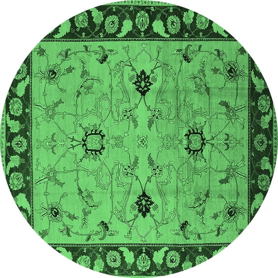 Ahgly Company Indoor Round Oriental Emerald Green Traditional Area Rugs, 6' Round