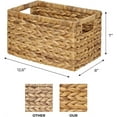 thumbnail image 2 of VASGOR Set of 6 Natural Water Hyacinth Woven Storage Baskets 12.6” x 8” x 7”, Rectangular Wicker Basket with Built-in Handles, 2 of 6