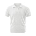thumbnail image 2 of Daiosportswear Men'S Vintage Cable Knit Polo Relaxed Stretchy Soft Textured Shirt Short Sleeve Casual Summer Tee White XL(XL), 2 of 8