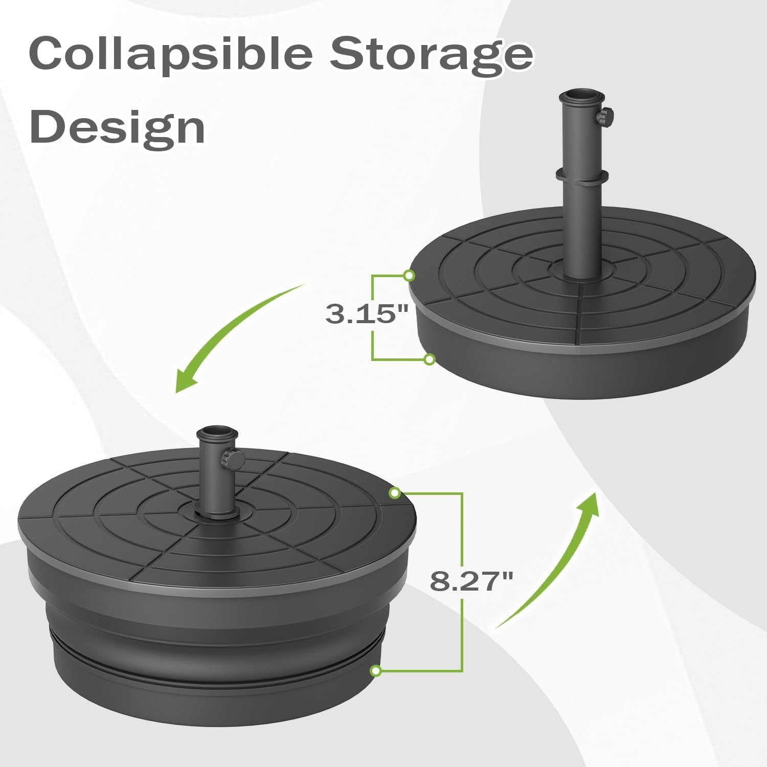 UPHYB 110lbs Outdoor Umbrella Base, Foldable Weighted Patio Umbrella Stands, HDPE Umbrella Base Suitable with 1.26''-1.89'' Pole Sizes, Heavy Duty water sand Base for Patio, Garden, Balcony