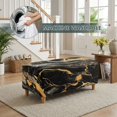 thumbnail image 4 of FOR U DESIGNS Black Gold Marble Print Flip-Top Storage Ottoman Slipcover Stretch Footstool Slipcover Washable Rectangle Foot Chest Cover with Elastic Band, Non-Slip Anti-Dust Stool Protector, 4 of 7