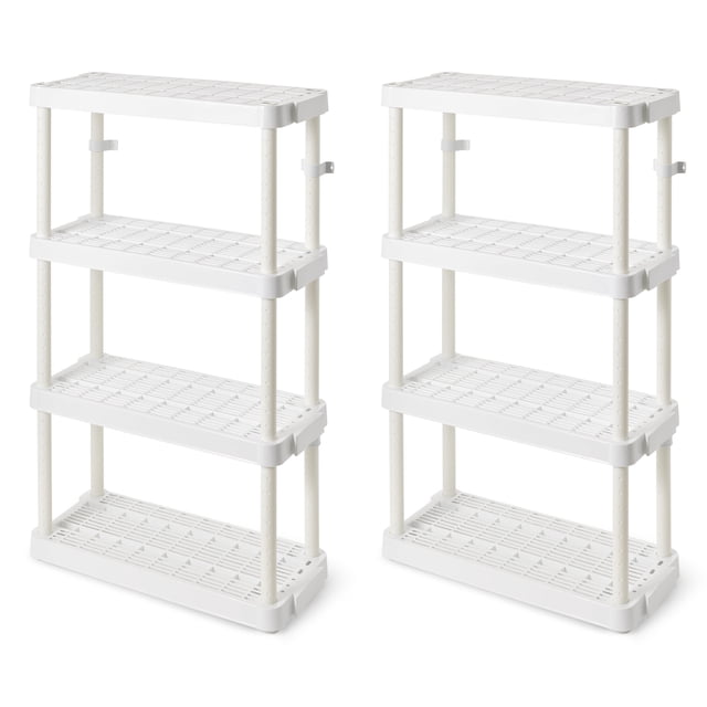 Gracious Living Unité de Rangement à 4 Tablettes à Hauteur Réglable, Blanc (Lot de 2)