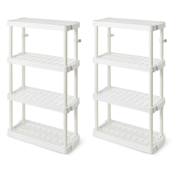 Gracious Living 4 Shelf Adjustable Height Storage Unit, White (2 Pack)
