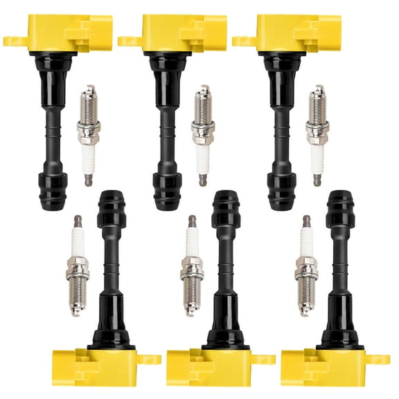6 HeavyDuty Ignition Coils and 6 Iridium Spark Plugs Compatible with Infiniti FX35 G35 I35 M35 Replacement for UF349 Fits select: 2016 NISSAN FRONTIER SV/PRO-4X, 2019 NISSAN FRONTIER SV