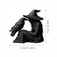 thumbnail image 2 of 3D Printed Witch & Raven Figurine – Black Witch Statue with Hat Gothic Sculpture for Desk, Shelf, Halloween Decor, Dark Art Collectible, Mini 3D Printed Ornament, 3.2in Tall, 2 of 5