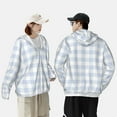 thumbnail image 6 of Gaeub Blue Checkboard Men's and Women's UPF 50+ Long-Sleeved Sun Protection Clothing, Fishing Shirt Long Sleeve Zip - X-Large, 6 of 9