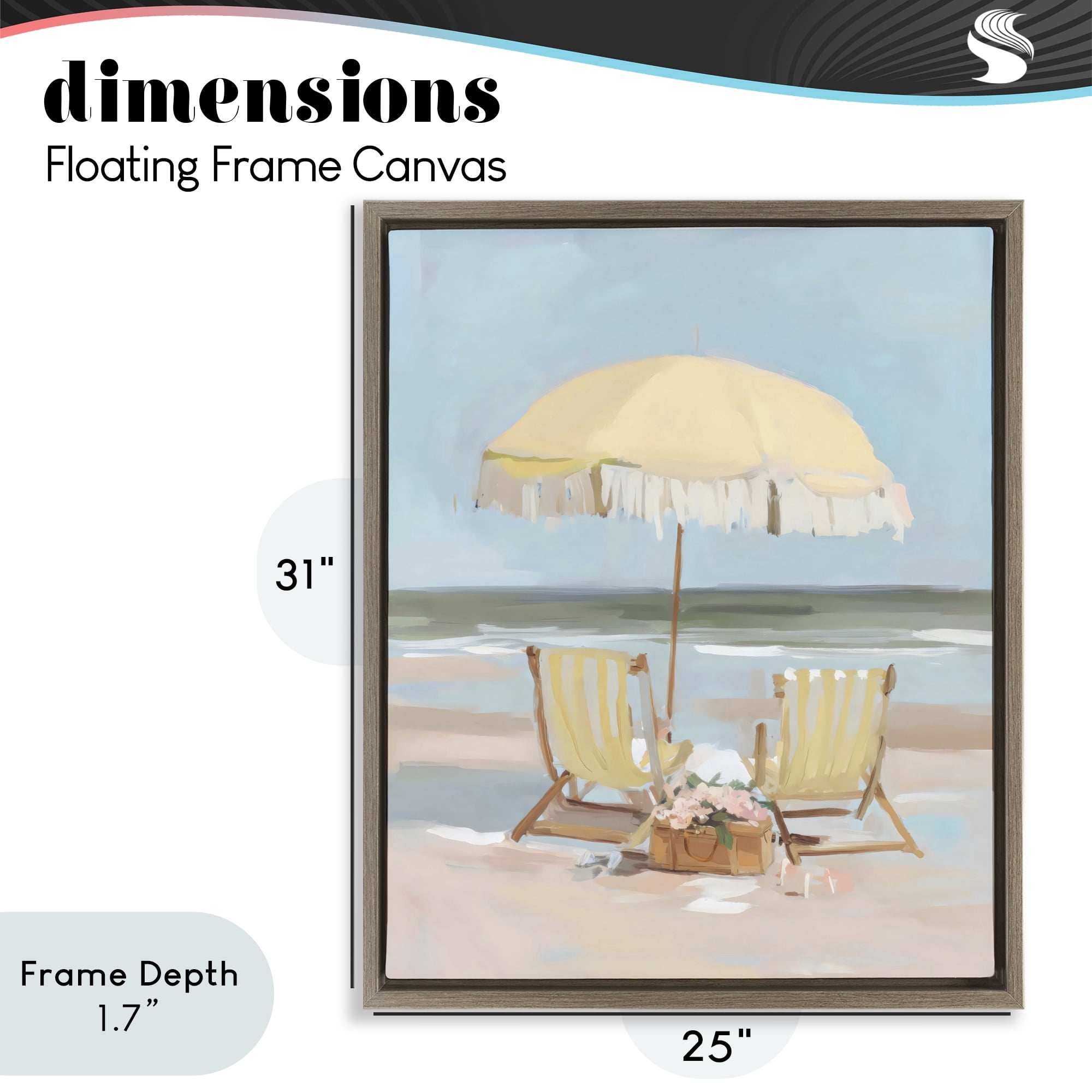 Stupell Industries Yellow Chairs Beach Relaxation Brown Framed Floater Canvas Wall Art, design by Sisi and Seb