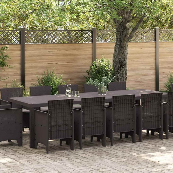 vidaXL Garden Dining Set 13 pcs Brown and Taupe Poly rattan