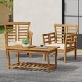 thumbnail image 4 of LiviNest Small Patio Set 2 Chairs Table: Compact Outdoor Seating for Small Spaces Under 40 sq.ft - Acacia Wood Modern Design for Balcony & Courtyard - Weather Resistant Slat Panel, 4 of 6