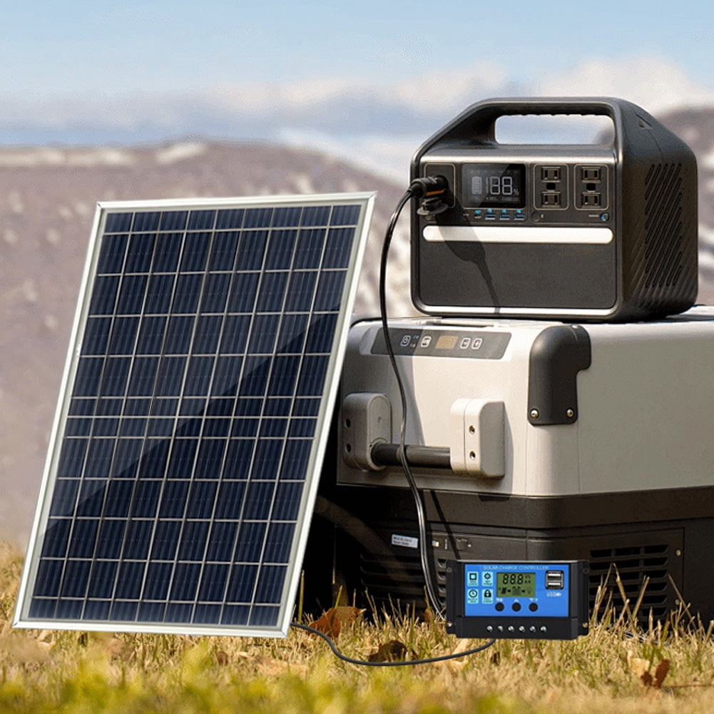 Set 10W Polysilicon Solar Panel Set Solar Panel And Solar Recharge Controller Kit For Camping Traveling Car Mobile Phone Outdoor Emergency Power Accessory