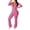 Pink, variant on Women 2 Piece Outfits Workout Bodycon Tracksuit Long Sleeve Zip Up Hoodie Jacket Matching Flared Pants Sets Black 2XL
