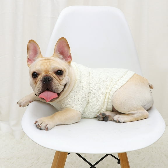 Pet Sweater Knit Bulldog Dogs Cats Crochet Waistcoat Fashion Solid Chihuahua Clothes Winter Autumn High Neck Warm Soft Pullover