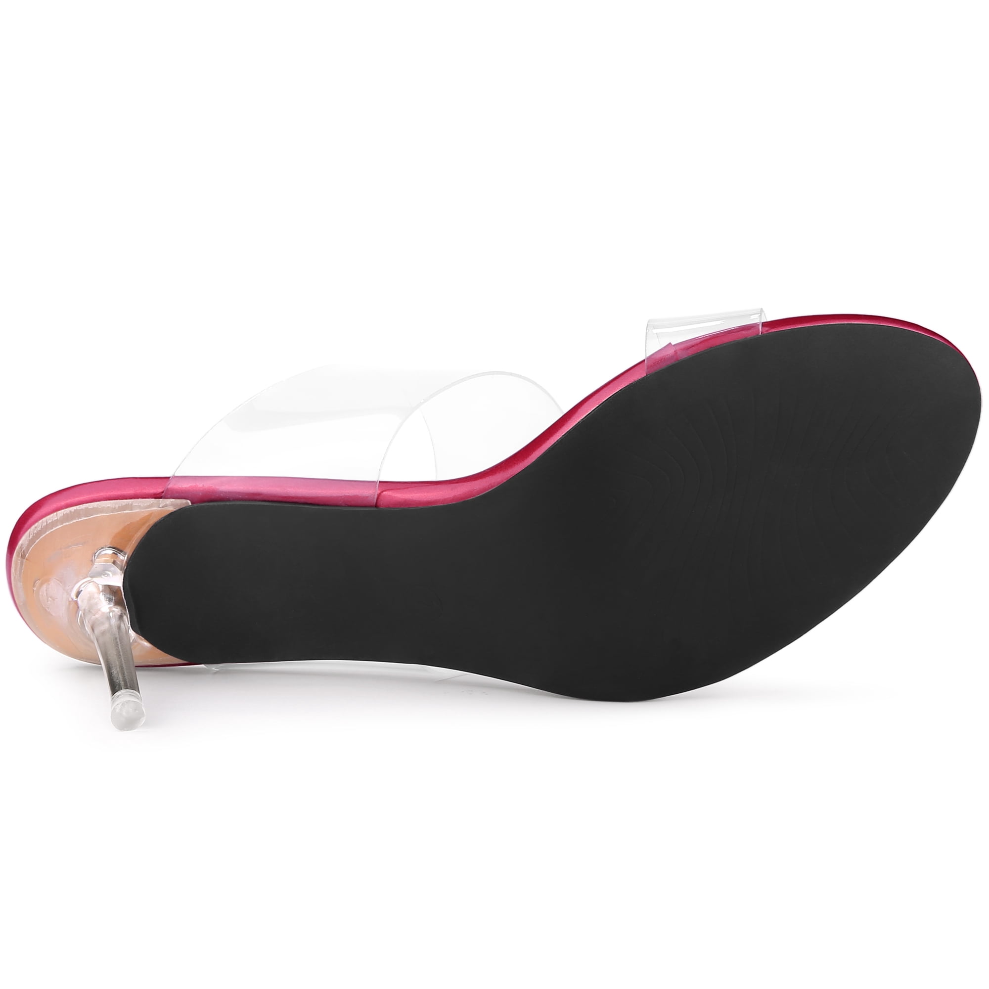 DARING DIVA Women's Clear Slide Stiletto Heels Clear Sandals Hot Pink 7