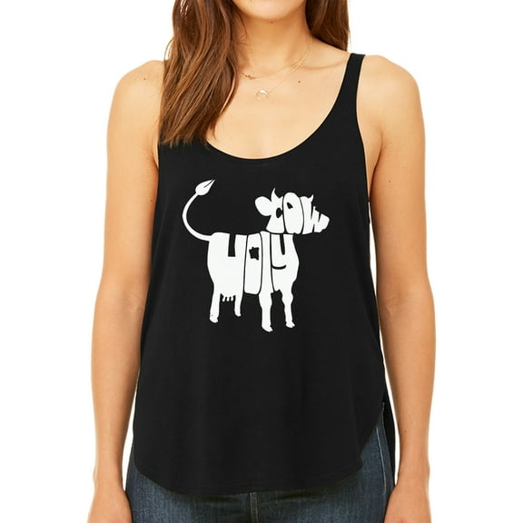 Women's Premium Word Art Flowy Tank Top - Holy Cow