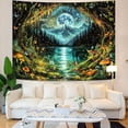 thumbnail image 3 of Fantasy Moonlight Forest Lake Tapestry, Enchanted Night Landscape Wall Hanging for Room Decor, Dreamy Nature Home Decor 30L x 40W, 3 of 7