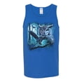 thumbnail image 2 of Wild Bobby, Owl Flying at Nihght In Front of the Moon Animal Lover Mens Graphic Tank Top, Royal, Large, 2 of 3