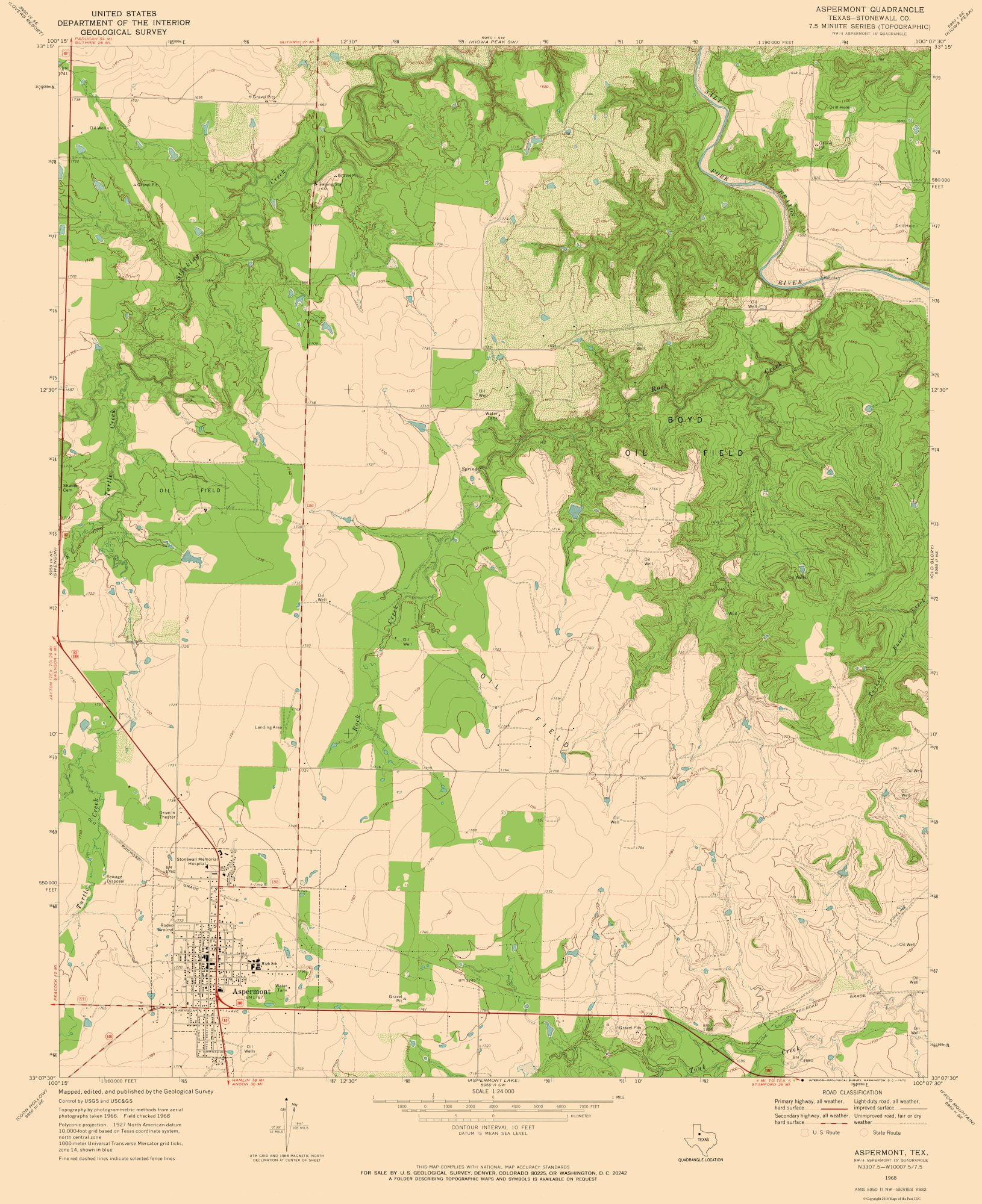 Aspermont Texas Quad USGS 1968 23 x 28.23