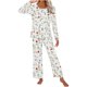 thumbnail image 1 of Puntoco Conjunto de pijama y pantalones de manga larga con cuello redondo y estampado para mujer con bolsillos Puntoco Puntoco-1840, 1 of 5
