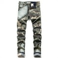 thumbnail image 2 of Toimothcn Casual Jeans For Men Distressed Stretch Camo Printed Straight Leg Casual Washed Jeans With Pockets Breathable Slim Fit Leisure Mens Clothes, 2 of 8