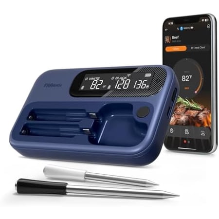 Wireless Meat Thermometer for Grilling and Smoking, 5G WiFi Meat Thermometer Bluetooth for Grill BBQ, Food Cook Oven Grilling - Dual Probes, Rechargeable$$Home Decor, Kitchen, & Other