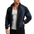 thumbnail image 2 of LYSMORA Men's Color Block Track Jacket Stand Collar Full Zip Outerwear Side Pocket Athletic Windbreaker Coat, 2 of 5