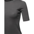 thumbnail image 4 of A2Y Women's Basic Casual Colorful 1/2 Sleeve Knit Pullover Sweator Top Charcoal S, 4 of 6