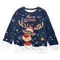 thumbnail image 4 of Girls Sweatshirt Boys Girls Christmas Reindeer Crew Neck Long Sleeve Hoodless Sweatshirt Navy 5-6 Years, 4 of 4