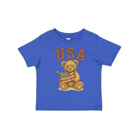 Inktastic Patriotic USA Teddy Bear with American Flag Boys or Girls Toddler T-Shirt