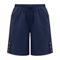 thumbnail image 4 of Gamivast Linen Shorts for Women Bermuda Drawstring Elastic Waist Beach Shorts Loose Fit High Waisted Breathable Shorts with Pockets Side Button Detail for Vacation Beach Casual, 4 of 8