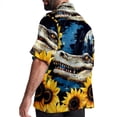 thumbnail image 3 of Crocodile Starry Sky Sunflower Men's Short Sleeve Beach Button Down Casual Printed Summer Shirts - Unisex, 3 of 6