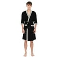thumbnail image 2 of MintLimit Men's Robe Lightweight Robe 3/4 Sleeves and 2 Pockets Knee Length Bathrobe Soft Sleepwear Loungewear Pajamas Black L, 2 of 6