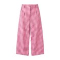 thumbnail image 7 of Sevevn Women's Gingham Check Wide Leg Cropped Casual Pants Mid Waist Button Design With Side Pockets For Cozy Fall Daily Wear, 7 of 7