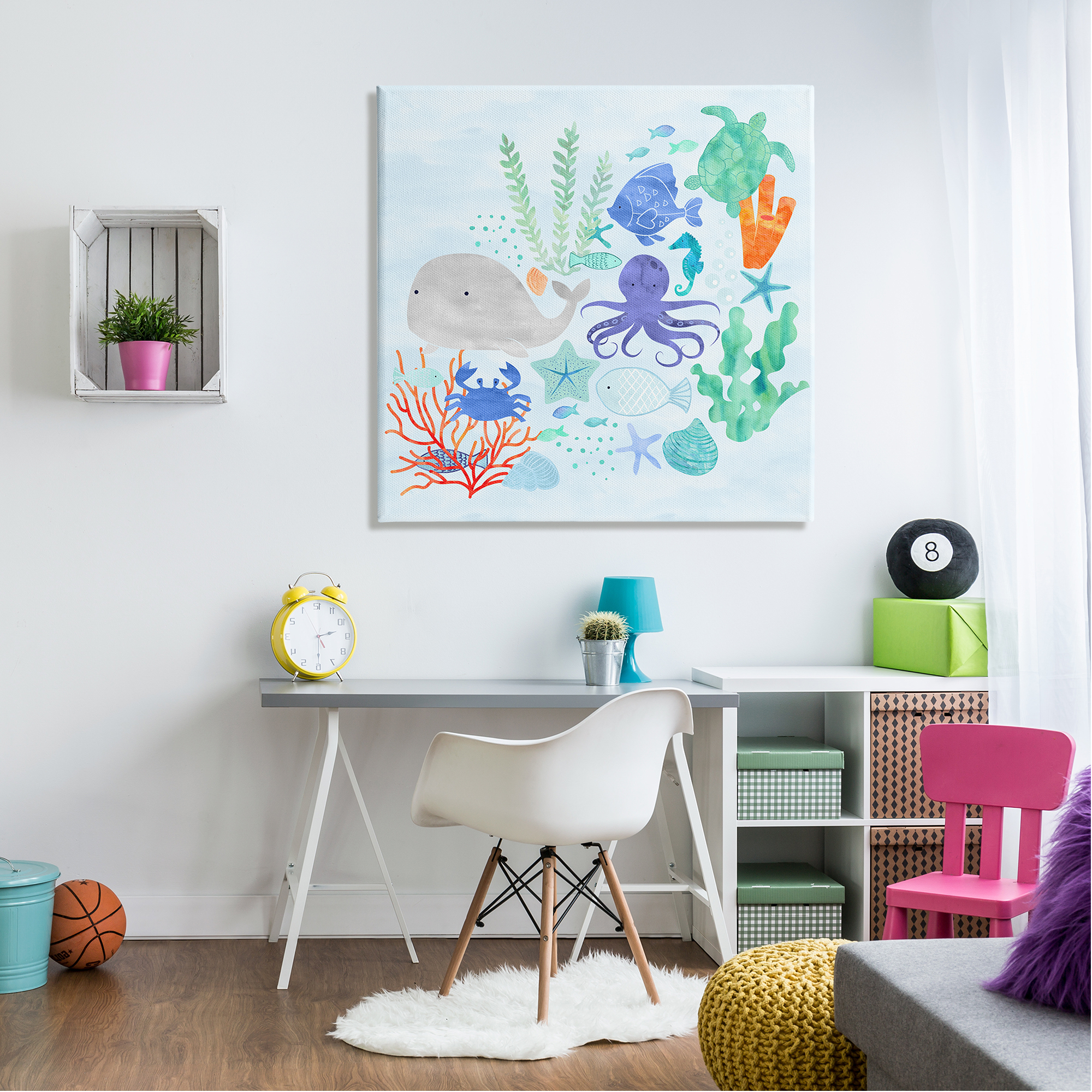 Stupell Industries Nautical Sea Life Creatures Swimming Ocean Floor , 36 x 36, Design by Erica Billups