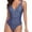 Dark Blue, variant on Sakmal Blue Swimsuit Women Cheeky One Piece Tummy Control Swimsuits Solid Deep V-Neck Swimwear