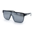 thumbnail image 4 of Shield Sunglasses for Men UV400 Mirrored Lens Oversized One-Piece Frame Futuristic Wraparound Style Black Frame - Silver Lens, 4 of 7