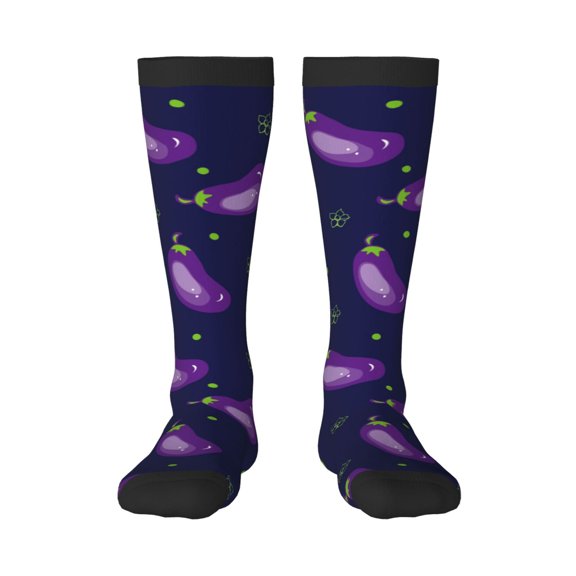 Hirioo Eggplant for Adult Stockings Breathable Sock Non-Pilling,Contrasting Color Design
