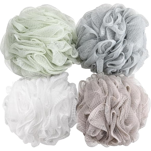 BTYMS Bath Sponge Shower Loofahs 60g Mesh Pouf Bath Scrunchies Body Wash Puff Shower Puff - Pack of 4