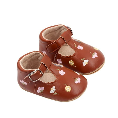 

Baby Girls Premium Flats Rubber Sole Princess Leather Shoe