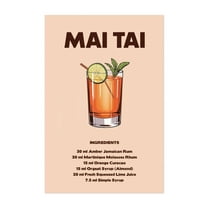 Mai Tai - Hawaii Illustration Cocktail Bar Typography Kitchen Decor Vintage Fruit Unframed Wall Art Print 8 x 12 inches