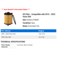 thumbnail image 2 of Oil Filter - Compatible with 2015 - 2023 Volvo S60 2016 2017 2018 2019 2020 2021 2022, 2 of 2