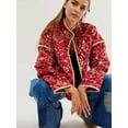 thumbnail image 2 of Chaqueta Acolchada Corta con Estampado Floral Vintage para Mujer, Chaqueta Corta Abierta Al Frente, Ropa de Abrigo Impresión Roja L, 2 of 3
