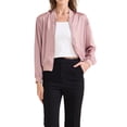 thumbnail image 2 of CHAQUETA CASUAL REFINADA para Mujeres, Abrigo con Cierre, Manga Larga, Prenda Exterior Ligera, Talla L, Rosa Polvoriento, 2 of 6