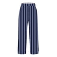 thumbnail image 6 of Summer Cotton Linen Pants for Women Casual Boho Gradient Print Pants 2026 Vacation Wide Leg Stripe Lounge Pant, 6 of 6