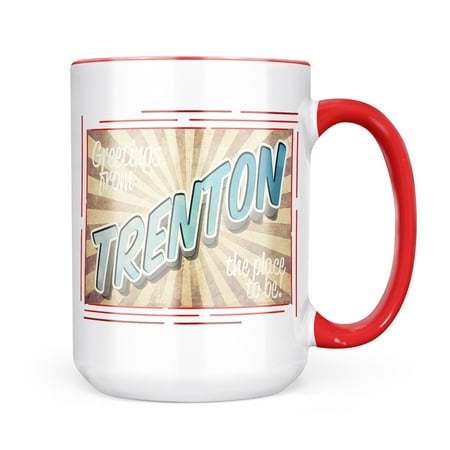 

Neonblond Greetings from Trenton Vintage Postcard Mug gift for Coffee Tea lovers