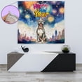 thumbnail image 4 of Happy New Year with Pitbull Fireworks Holiday Xmas Winter 2025 Tapestry Terrier Dog Lover Wall Hanging Backdrop Home Decor - 00025, 4 of 5