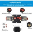 thumbnail image 5 of 30A 40A 50A 60A 80A 100A 150A Audio Circuit Breaker Auto Car Stereo Inline Fuse Holders Inverter, Manual Reset 12V-24V DC for Automotive Marine Boat Audio System Protection-WA150A, 5 of 5